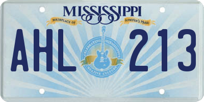 MS license plate AHL213