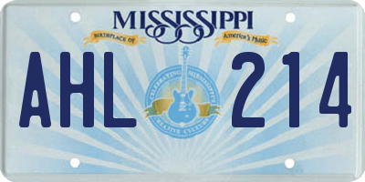 MS license plate AHL214