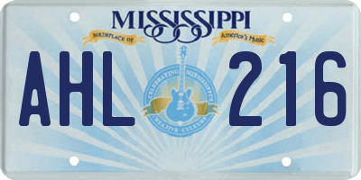 MS license plate AHL216