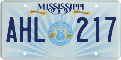 MS license plate AHL217