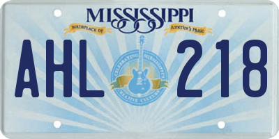 MS license plate AHL218