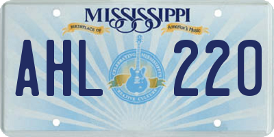 MS license plate AHL220