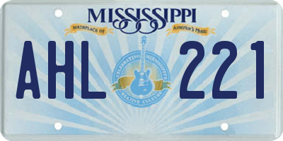 MS license plate AHL221