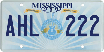 MS license plate AHL222