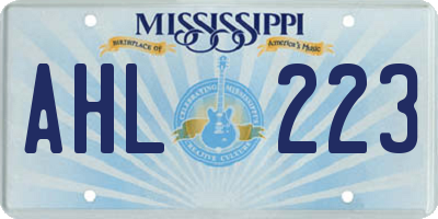 MS license plate AHL223
