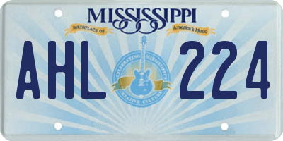 MS license plate AHL224