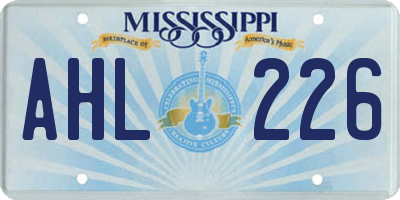 MS license plate AHL226