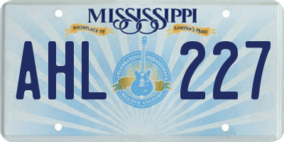 MS license plate AHL227
