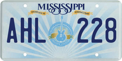 MS license plate AHL228