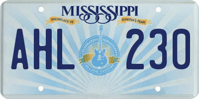MS license plate AHL230