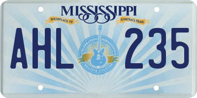 MS license plate AHL235