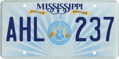 MS license plate AHL237