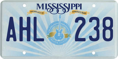 MS license plate AHL238