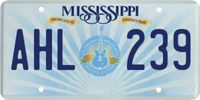 MS license plate AHL239