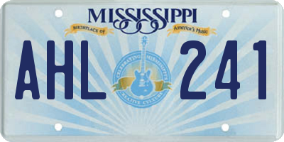 MS license plate AHL241