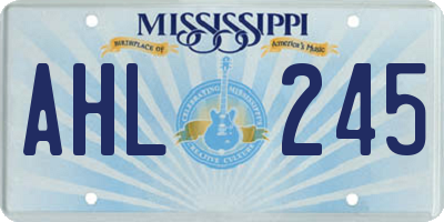 MS license plate AHL245
