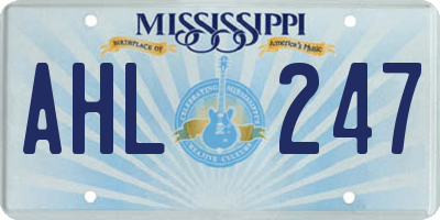 MS license plate AHL247