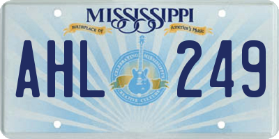 MS license plate AHL249