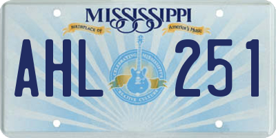 MS license plate AHL251