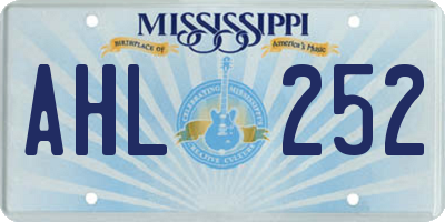 MS license plate AHL252