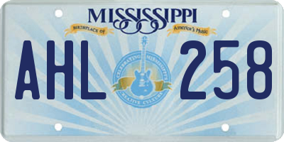 MS license plate AHL258