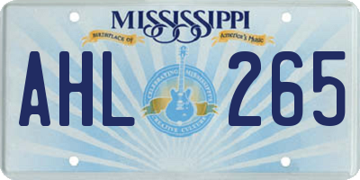 MS license plate AHL265