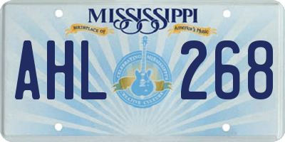 MS license plate AHL268