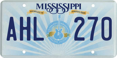 MS license plate AHL270