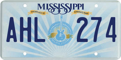 MS license plate AHL274