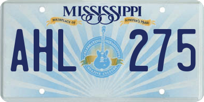 MS license plate AHL275