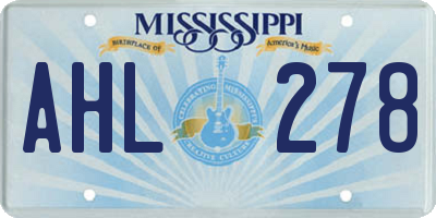MS license plate AHL278