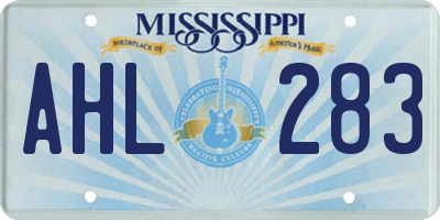 MS license plate AHL283