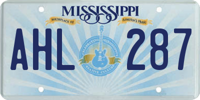 MS license plate AHL287