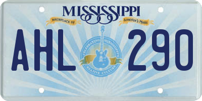 MS license plate AHL290