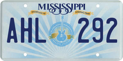 MS license plate AHL292