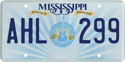 MS license plate AHL299