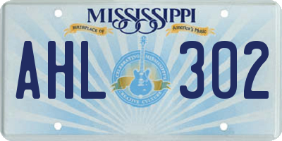 MS license plate AHL302
