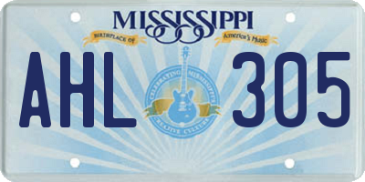 MS license plate AHL305
