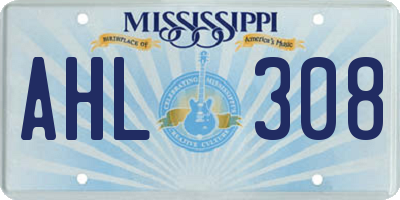 MS license plate AHL308