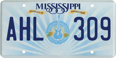 MS license plate AHL309