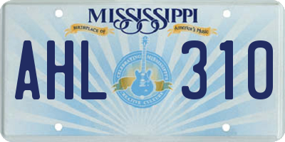 MS license plate AHL310