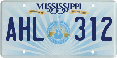 MS license plate AHL312