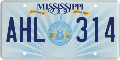 MS license plate AHL314