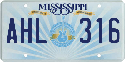 MS license plate AHL316