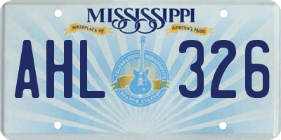 MS license plate AHL326