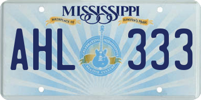 MS license plate AHL333