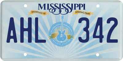 MS license plate AHL342