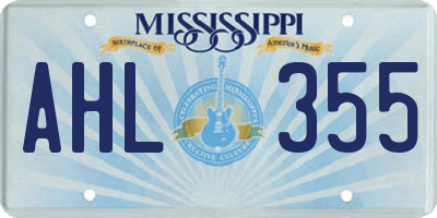 MS license plate AHL355