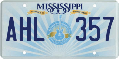 MS license plate AHL357
