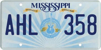 MS license plate AHL358